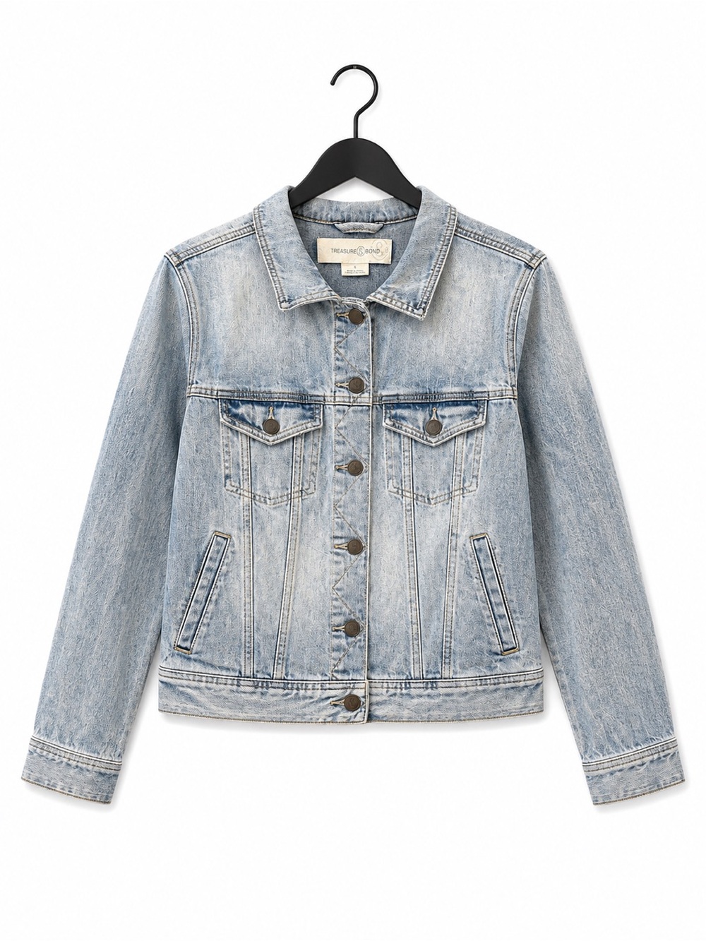 Treasure & Bond Women’s S Light Wash Denim Jean Jacket Button Front Trucker